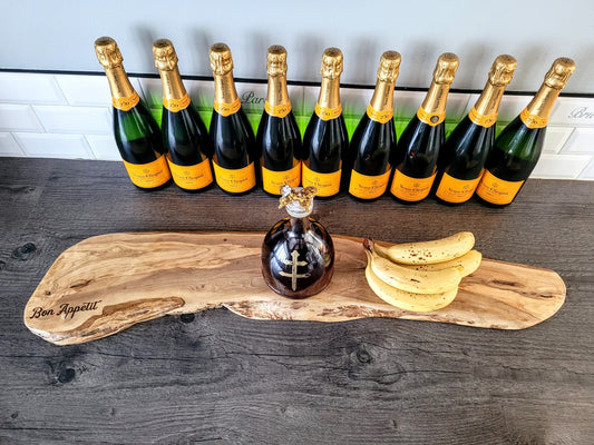 Personalised hardwood charcuterie board with food styling – laser engraved serving tray Devon UK
