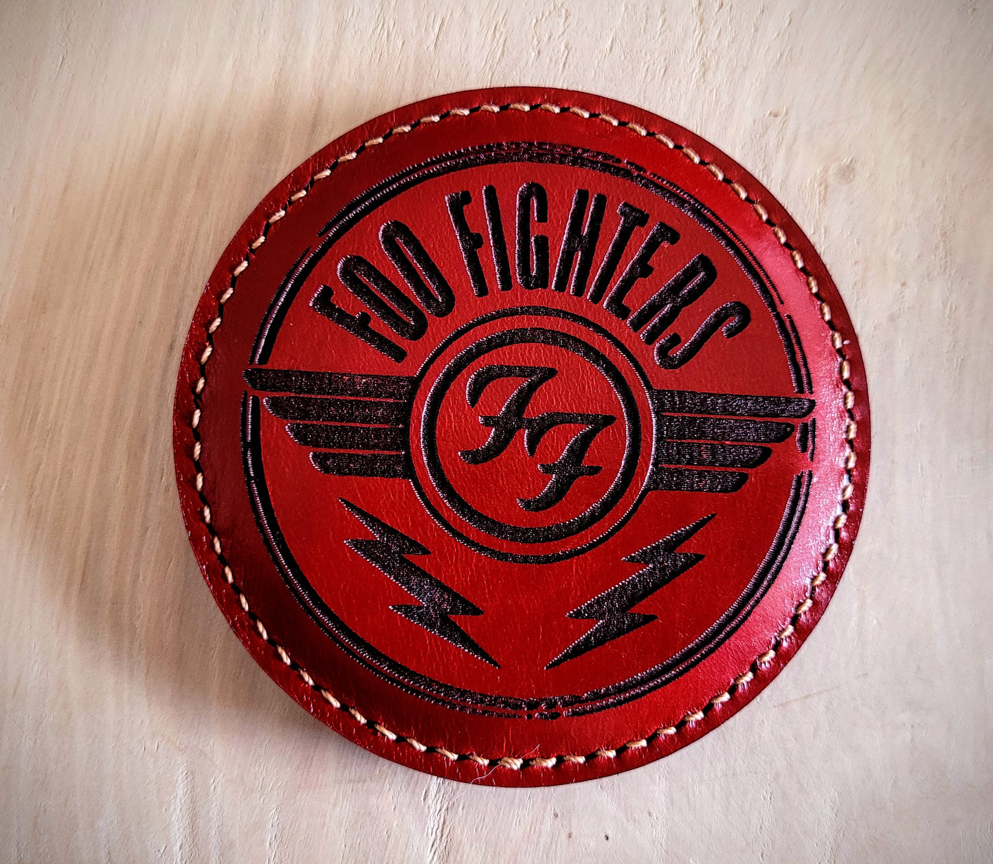 Personalised laser engraved Italian leather coasters – custom set handmade by Moon Groves, Devon UK