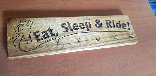 Personalised horse keyring and medal hanger – laser engraved equestrian gift handmade in Devon UK by Moon Groves