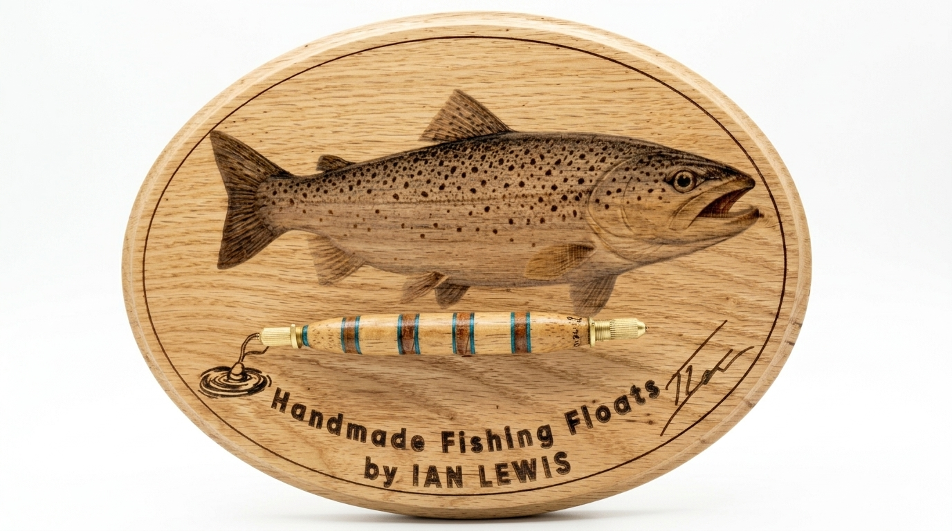 Handmade sea trout decoupage trophy plaque with Ogee routed edge โ bespoke wall art gift for anglers and fishing lodges