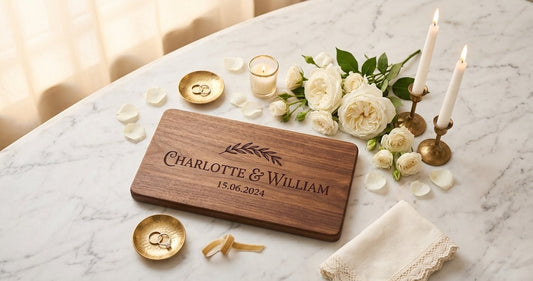 Artisan hands holding laser engraved plaque in Ivybridge workshop – Moon Groves handmade in Devon