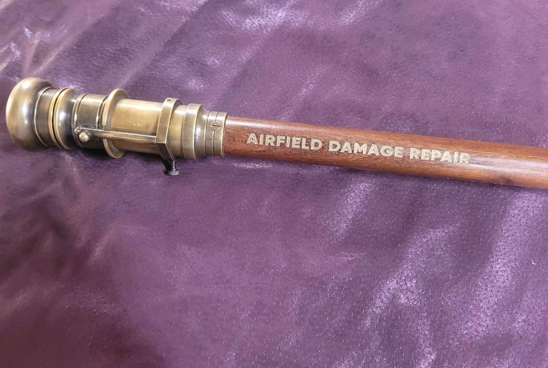 Curved shaft showing laser engraving depth, Moon Groves