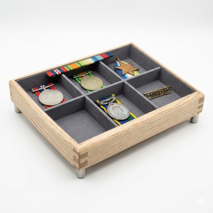 Personalised wooden heritage keepsake box for war medals and military memorabilia – sustainably sourced premium hardwood gift
