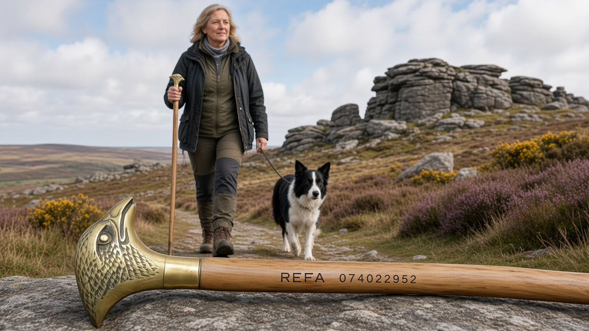 Personalised walking stick engraving on Dartmoor, Moon Groves MoonGroves.com