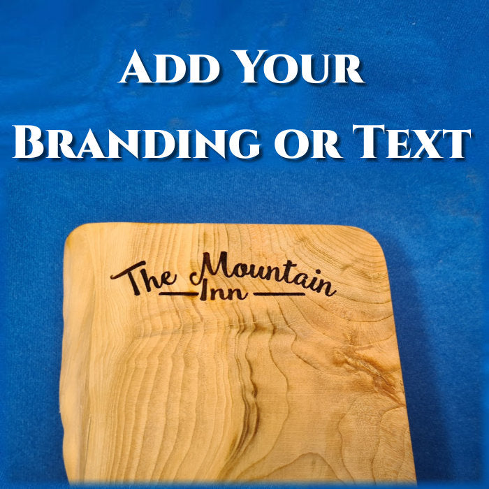 Branded Live Edge Solid Wooden Cedar Charcuterie Board