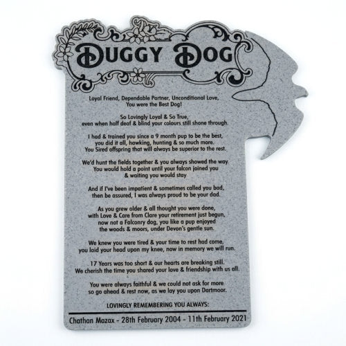 Personalised pet memorial plaque – custom laser engraved tribute for beloved pets handmade in Devon UK