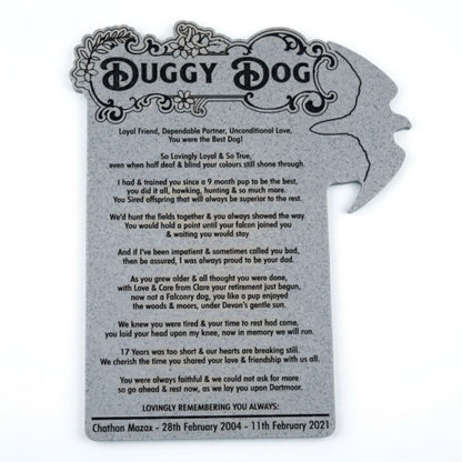 Personalised pet memorial plaque – custom laser engraved tribute for beloved pets handmade in Devon UK