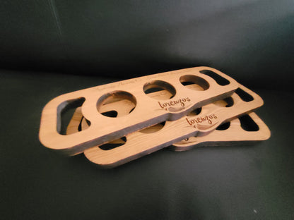 Custom laser engraved beer flight board for home pub and branding – Moon Groves, Devon UK