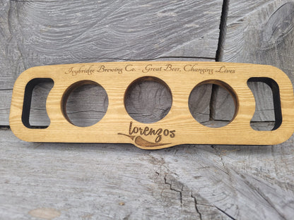Custom laser engraved beer flight board for home pub and branding – Moon Groves, Devon UK