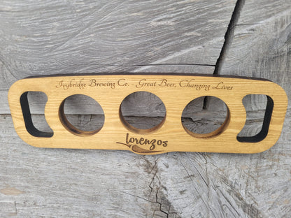 Custom laser engraved beer flight board for home pub and branding – Moon Groves, Devon UK