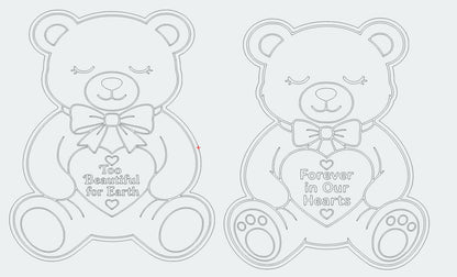 Wave of Light memorial teddy bear, redwood laminated pine