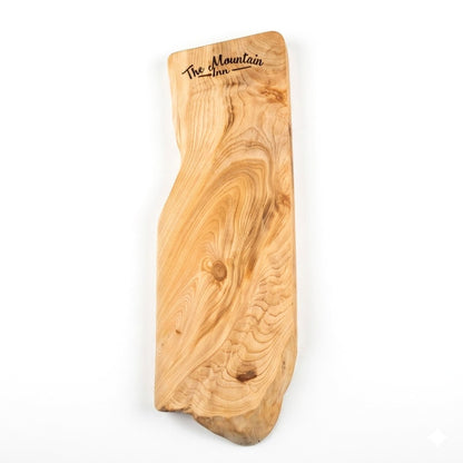 Personalised live edge cedar wood charcuterie board – custom laser engraved serving tray handmade in Devon UK