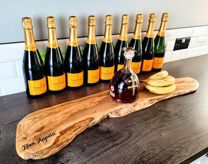 Personalised hardwood charcuterie board – custom laser engraved cheese and serving tray handmade in Devon UK