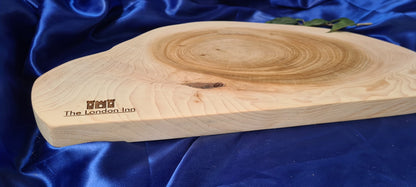 Personalised hardwood charcuterie and serving board – custom laser engraved by Moon Groves, Devon UK