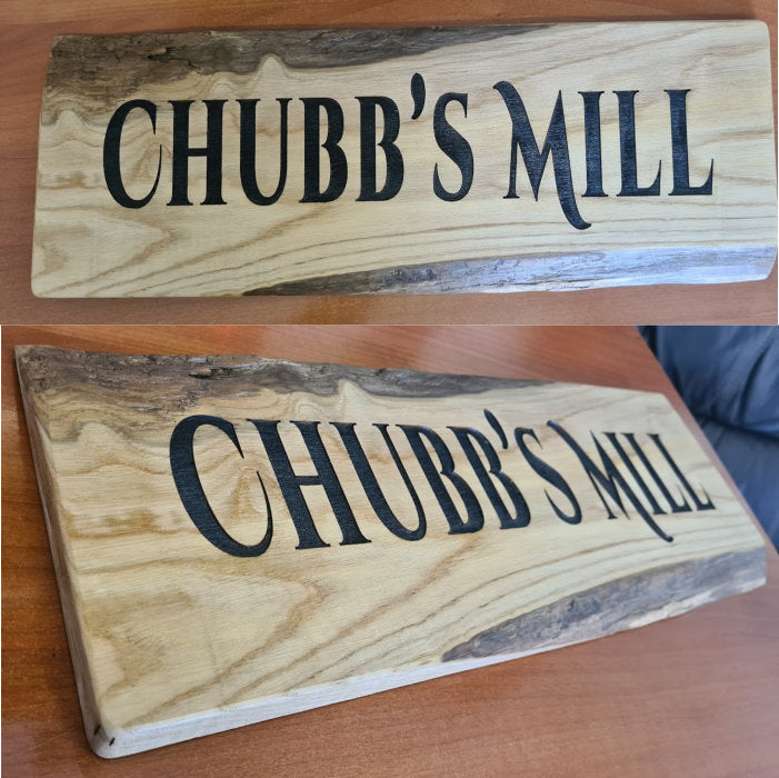 Personalised oak gate sign workshop photo, Ivybridge Devon, Moon Groves