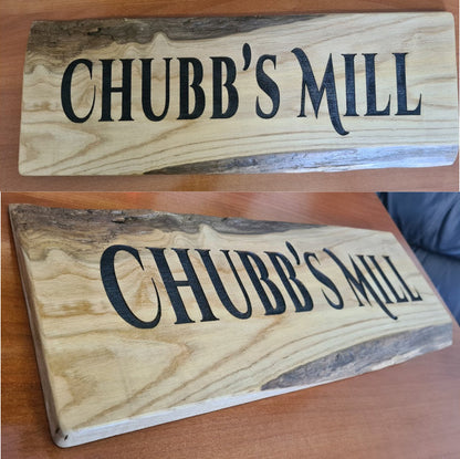 Personalised oak gate sign workshop photo, Ivybridge Devon, Moon Groves