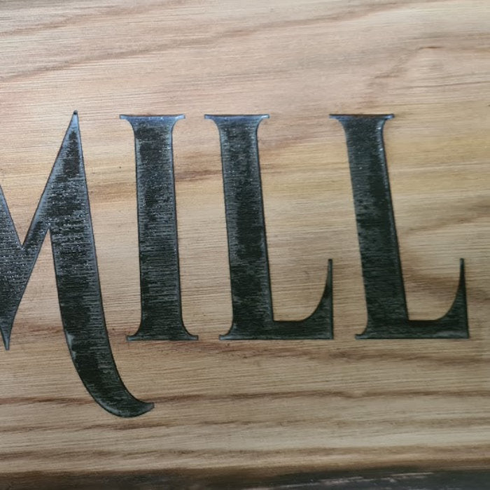 Personalised oak house sign timber grain and engraving, Ivybridge Devon, Moon Groves