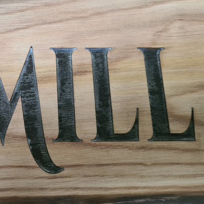 Personalised oak house sign timber grain and engraving, Ivybridge Devon, Moon Groves