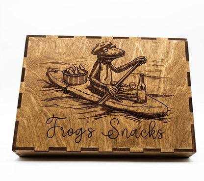 Personalised wooden keepsake box Ivybridge Devon | Moon Groves — Frog's Snacks white studio product hero