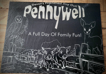 Personalised reclaimed slate house sign – custom laser engraved by Moon Groves, Devon UK
