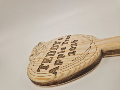 Personalised Wooden Garden Sign | Custom Engraved Plant Marker & Rustic Pine Stake