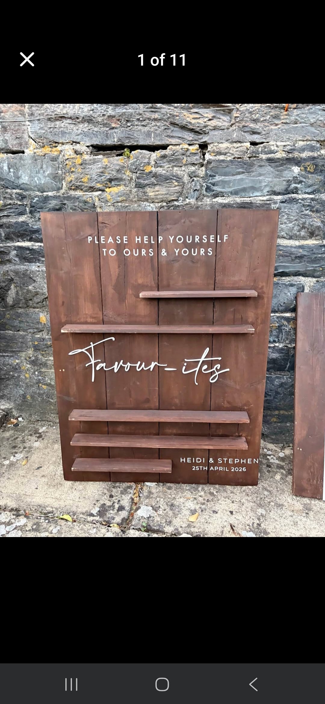 Dark oak personalised wedding sign for the top table or entrance, handmade in Devon by Moon Groves