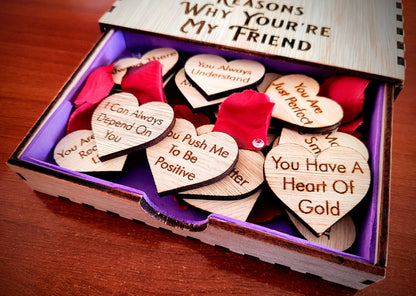 Personalised friendship sliding drawer gift box – laser engraved wooden keepsake, Moon Groves Devon UK