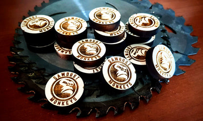 Bespoke custom laser engraved logo sign on wood – business branding by Moon Groves, Devon UK