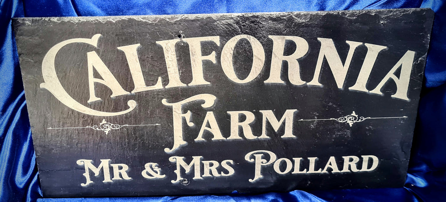 Personalised Reclaimed Slate House Sign | Custom Engraved in Devon