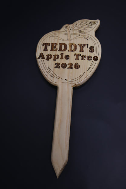 Personalised Wooden Garden Sign | Custom Engraved Plant Marker & Rustic Pine Stake