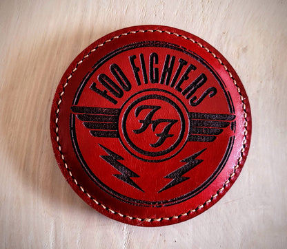 Personalised laser engraved Italian leather coasters – custom set handmade by Moon Groves, Devon UK