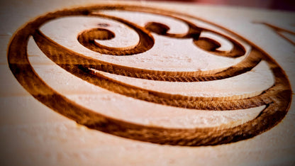 Bespoke custom laser engraved logo sign on wood – personalised business branding handmade in Devon UK