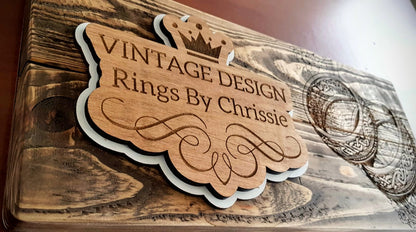 Bespoke custom laser engraved logo sign on wood – business branding by Moon Groves, Devon UK