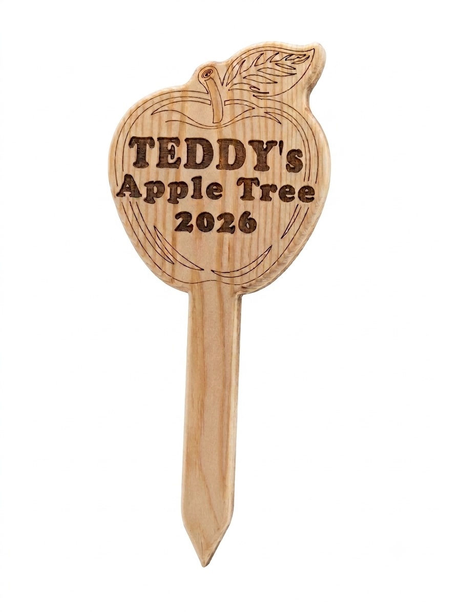 Personalised Wooden Garden Sign | Custom Engraved Plant Marker & Rustic Pine Stake