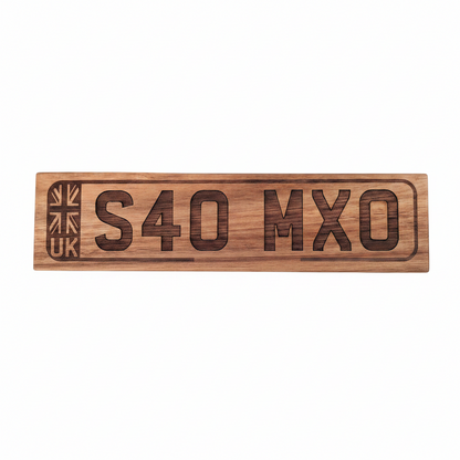 Personalised Wooden Vanity Plate - Custom Laser Engraved Car Number Plate Style Gift | Handmade in Devon UK