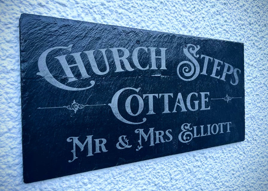 Personalised Reclaimed Slate House Sign | Custom Engraved in Devon