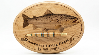 Handmade sea trout decoupage trophy plaque with Ogee routed edge – bespoke wall art gift for anglers and fishing lodges