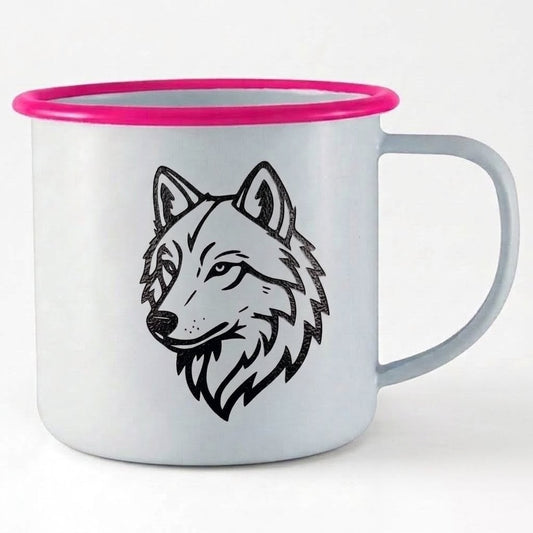Personalised engraved enamel camping mug, Moon Groves