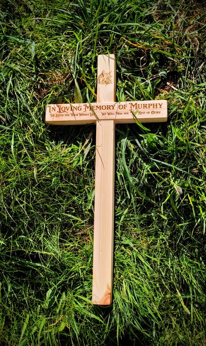 Personalised Wooden Pet Memorial Marker – Custom Laser Engraved Garden Tribute | Handmade in Devon UK