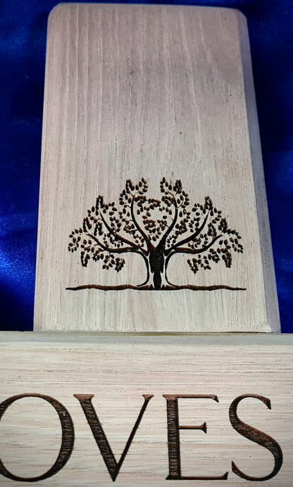 Personalised wooden cross memorial marker in situ – laser engraved by Moon Groves Devon UK