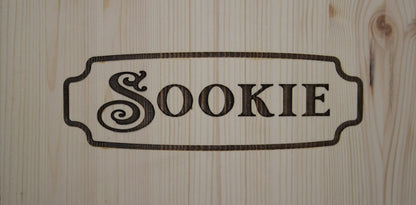 Large raised double dog bowl stand with dog bowls fitted, engraved name, Moon Groves Devon