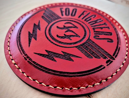 Personalised laser engraved Italian leather coasters – custom set handmade by Moon Groves, Devon UK