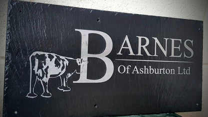 Personalised slate sign showing natural texture and engraving – Moon Groves Devon UK