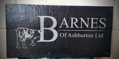 Personalised reclaimed slate house sign – custom laser engraved by Moon Groves, Devon UK