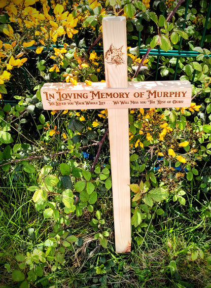 Personalised Wooden Pet Memorial Marker – Custom Laser Engraved Garden Tribute | Handmade in Devon UK